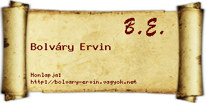 Bolváry Ervin névjegykártya