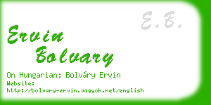 ervin bolvary business card